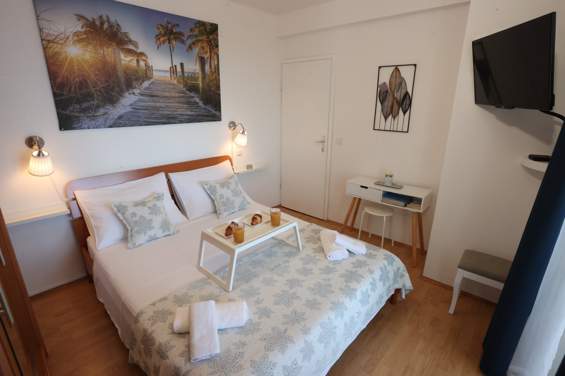 Bedroom with breakfast tray
