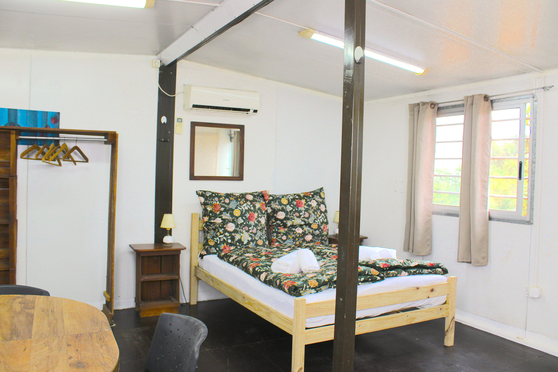 Doubled bed with cotton sheets