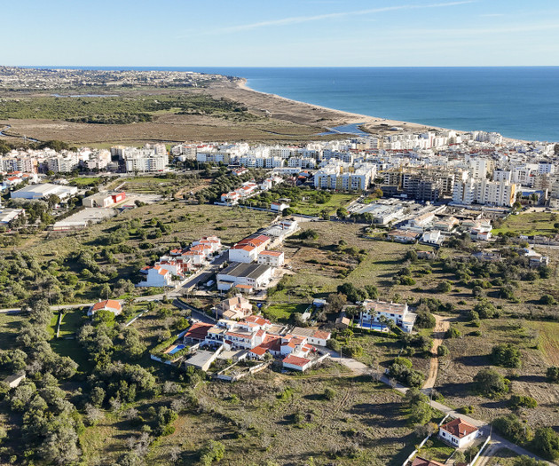 Aerial view coastal town