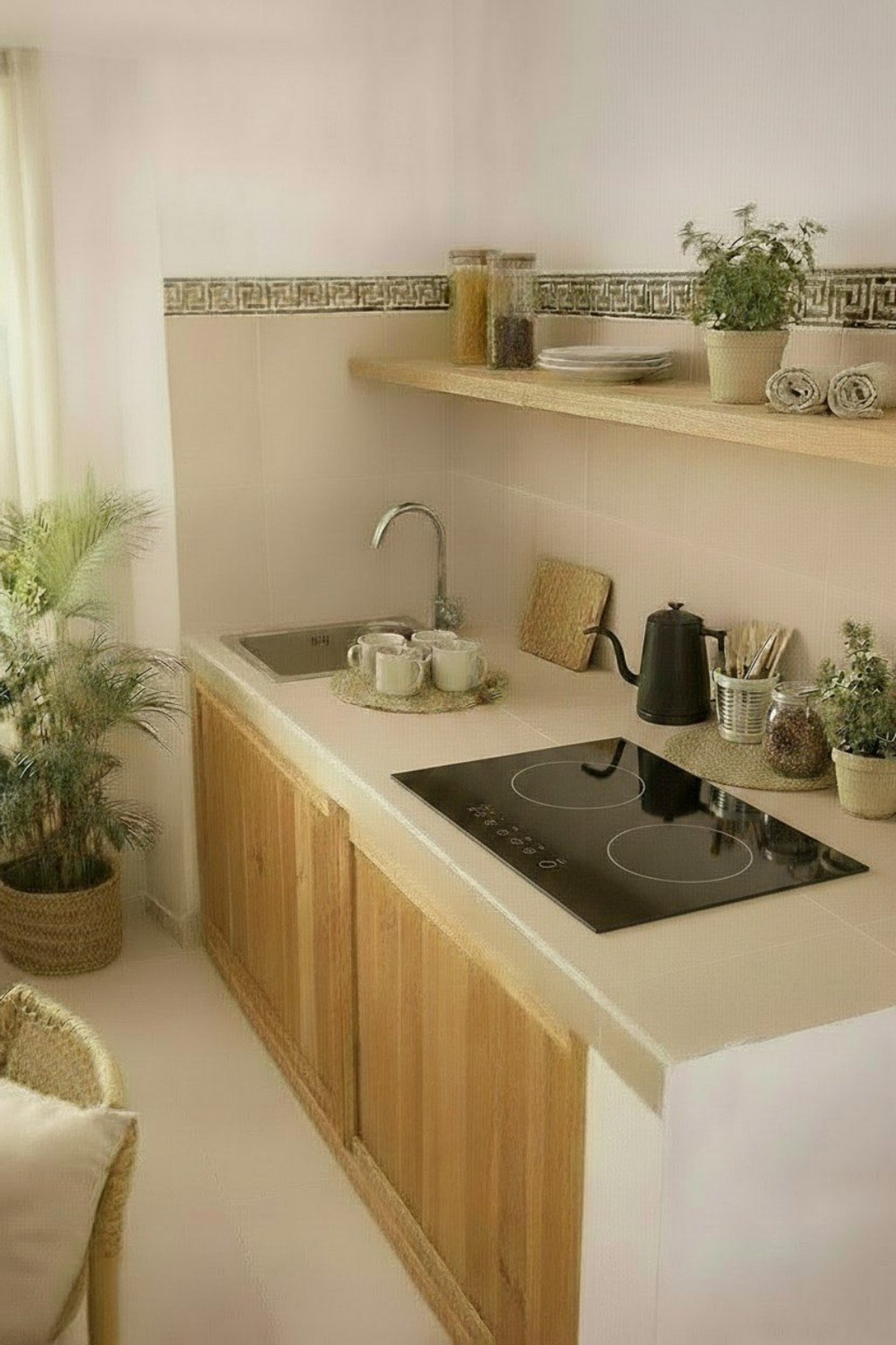 Kitchen counter with stove