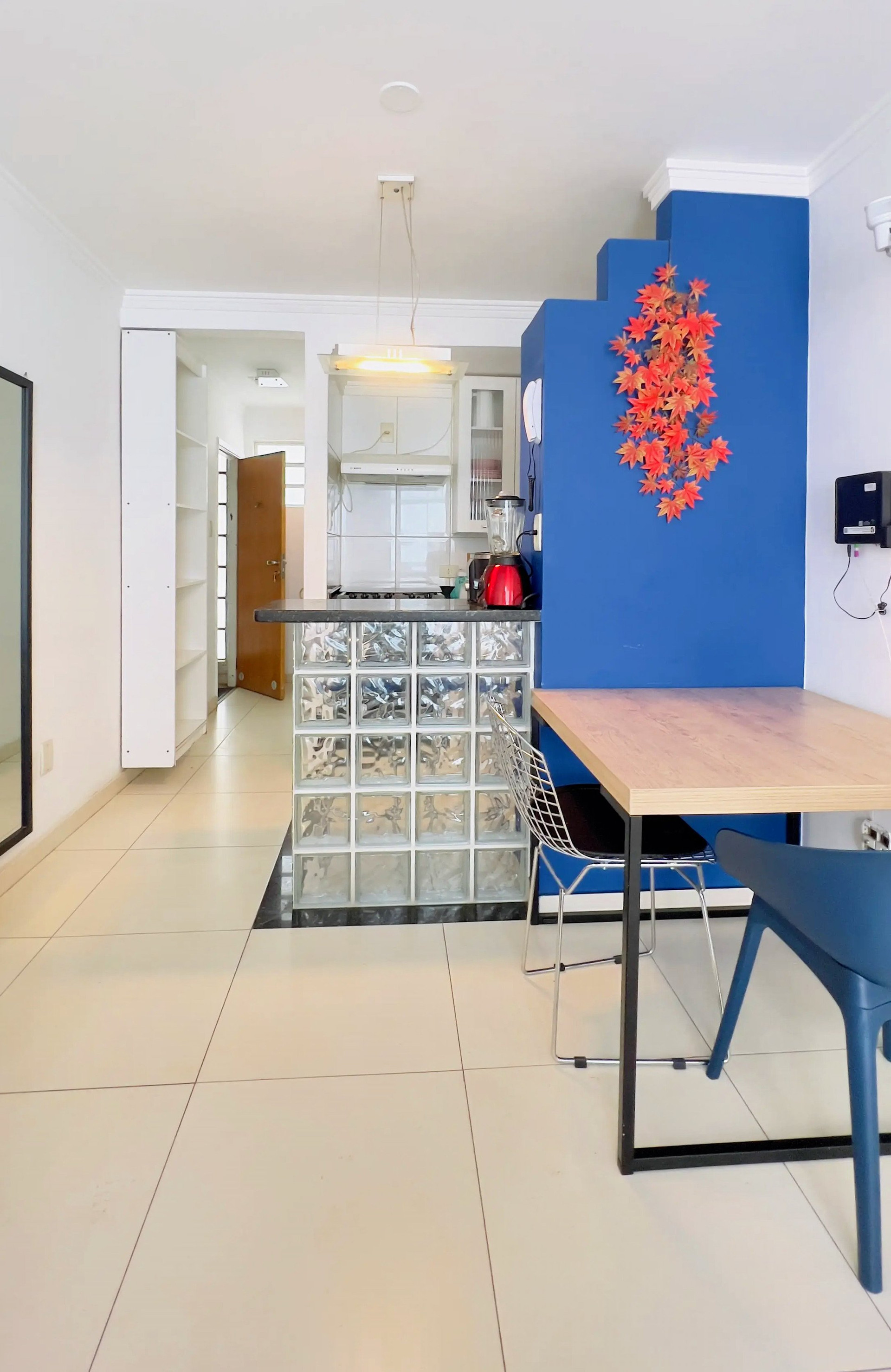 Open living area with dining table
