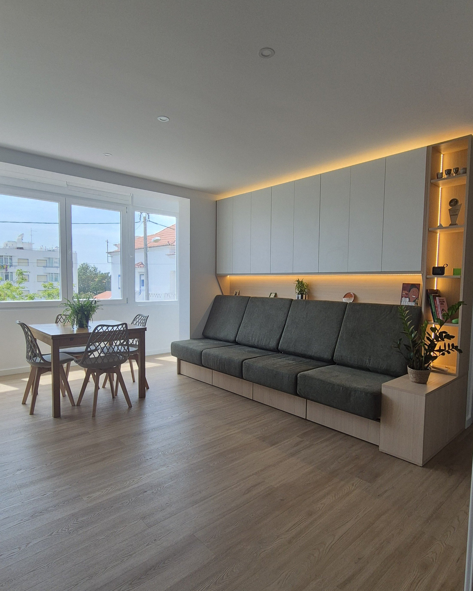 Bright living room with sofa
