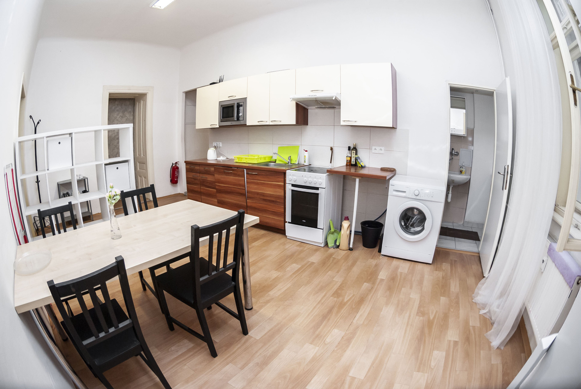 Open kitchen dining area overview