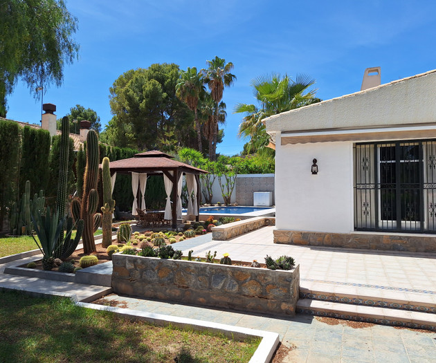 Garden gazebo and pool view