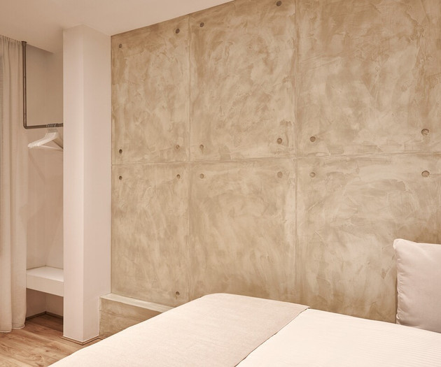 The wall's decorative paintings and closet