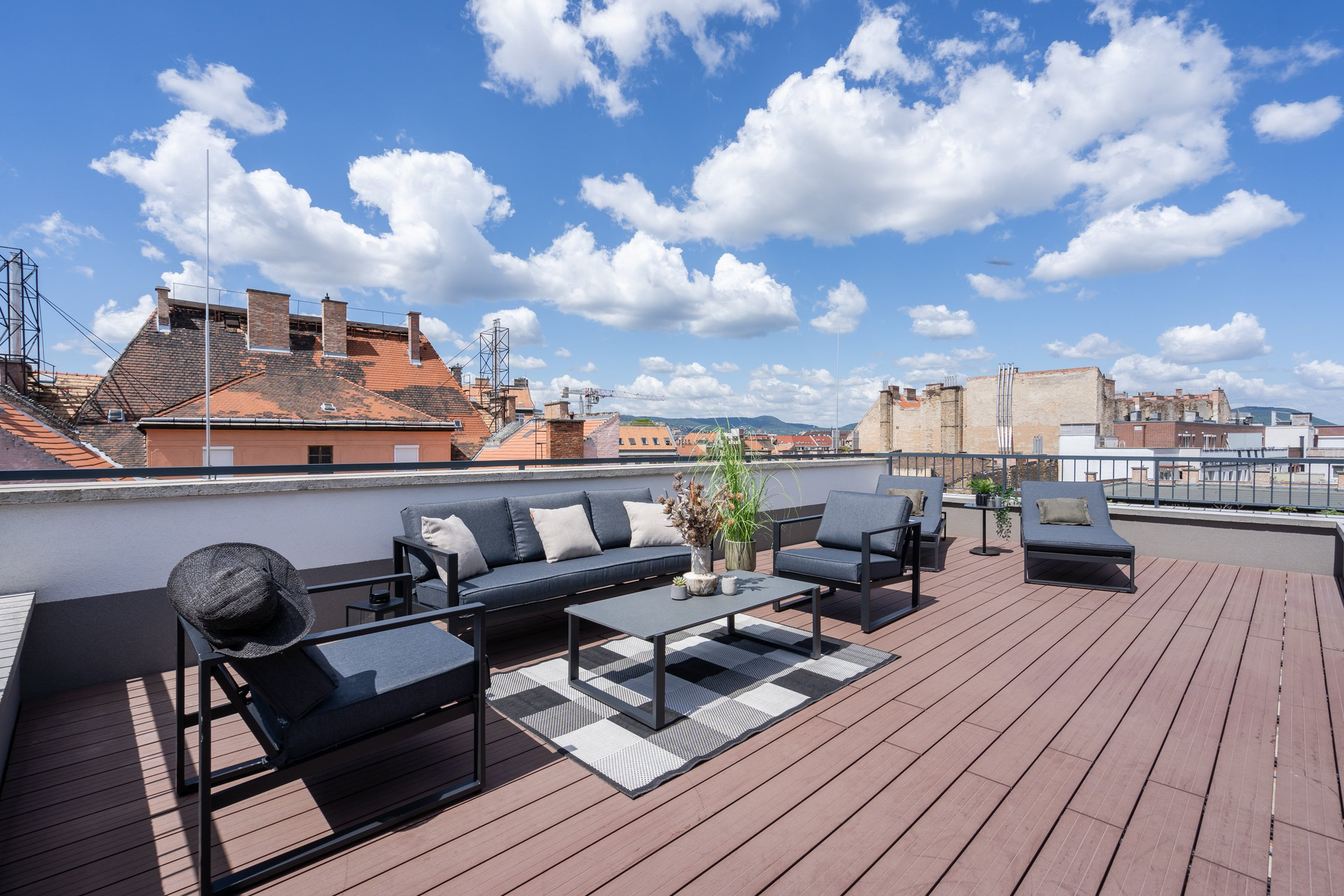 Rooftop terrace with city views