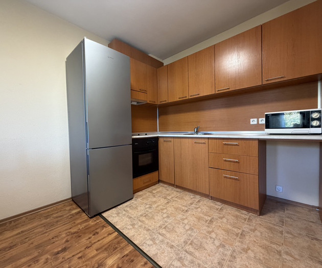 Kitchen with fridge and oven