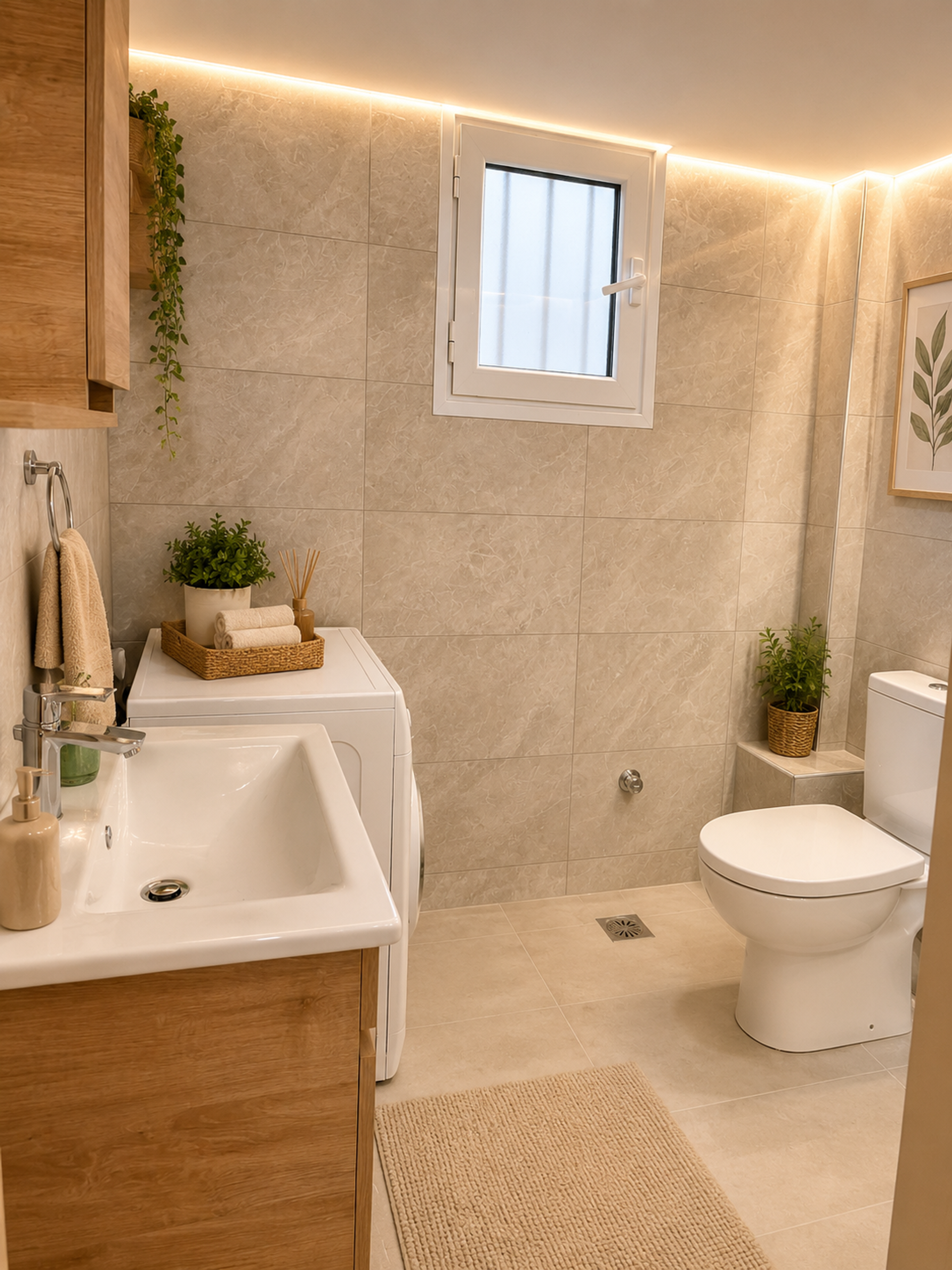 Bright bathroom with toilet and sink