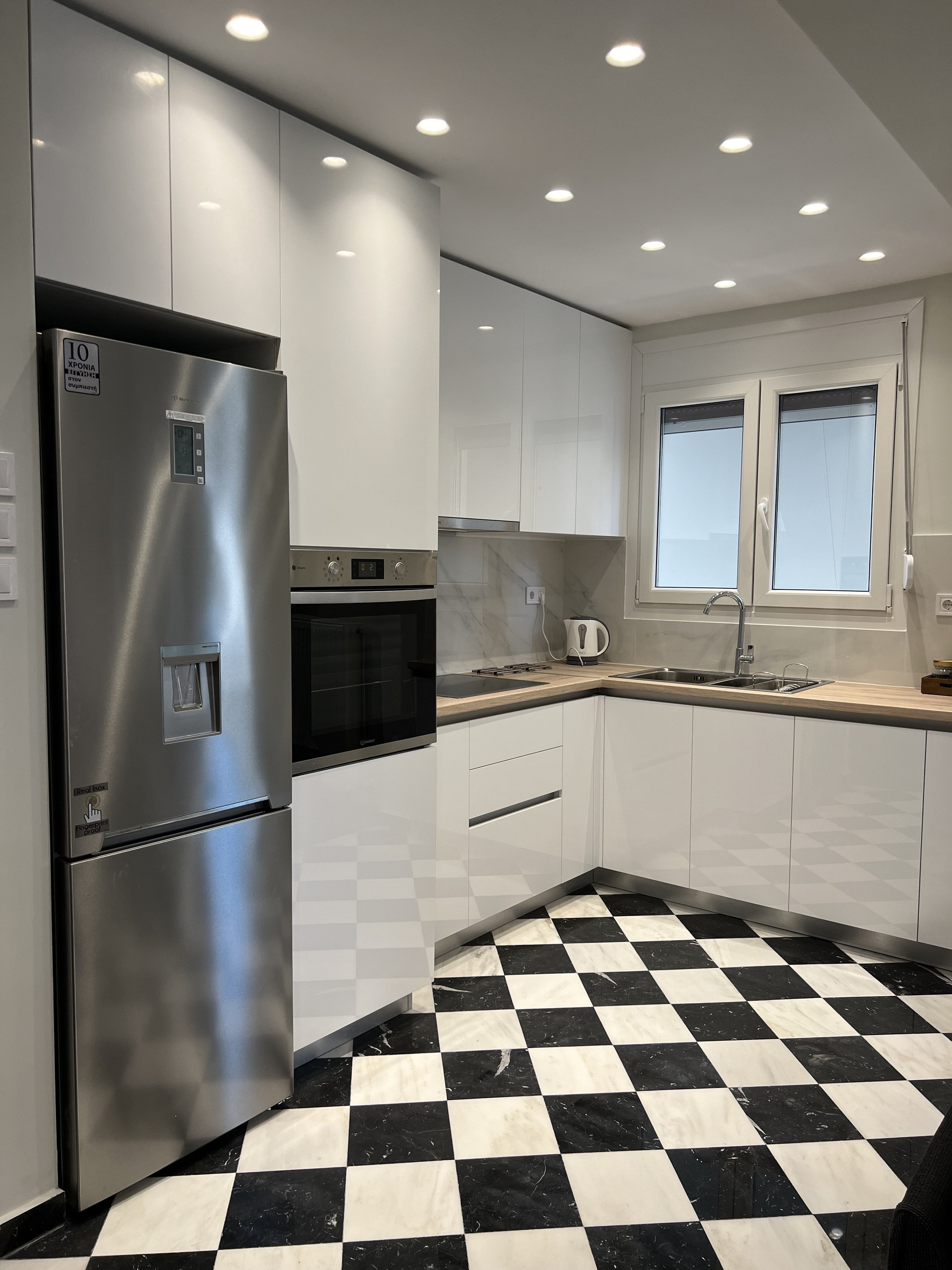 Kitchen with checkered floor