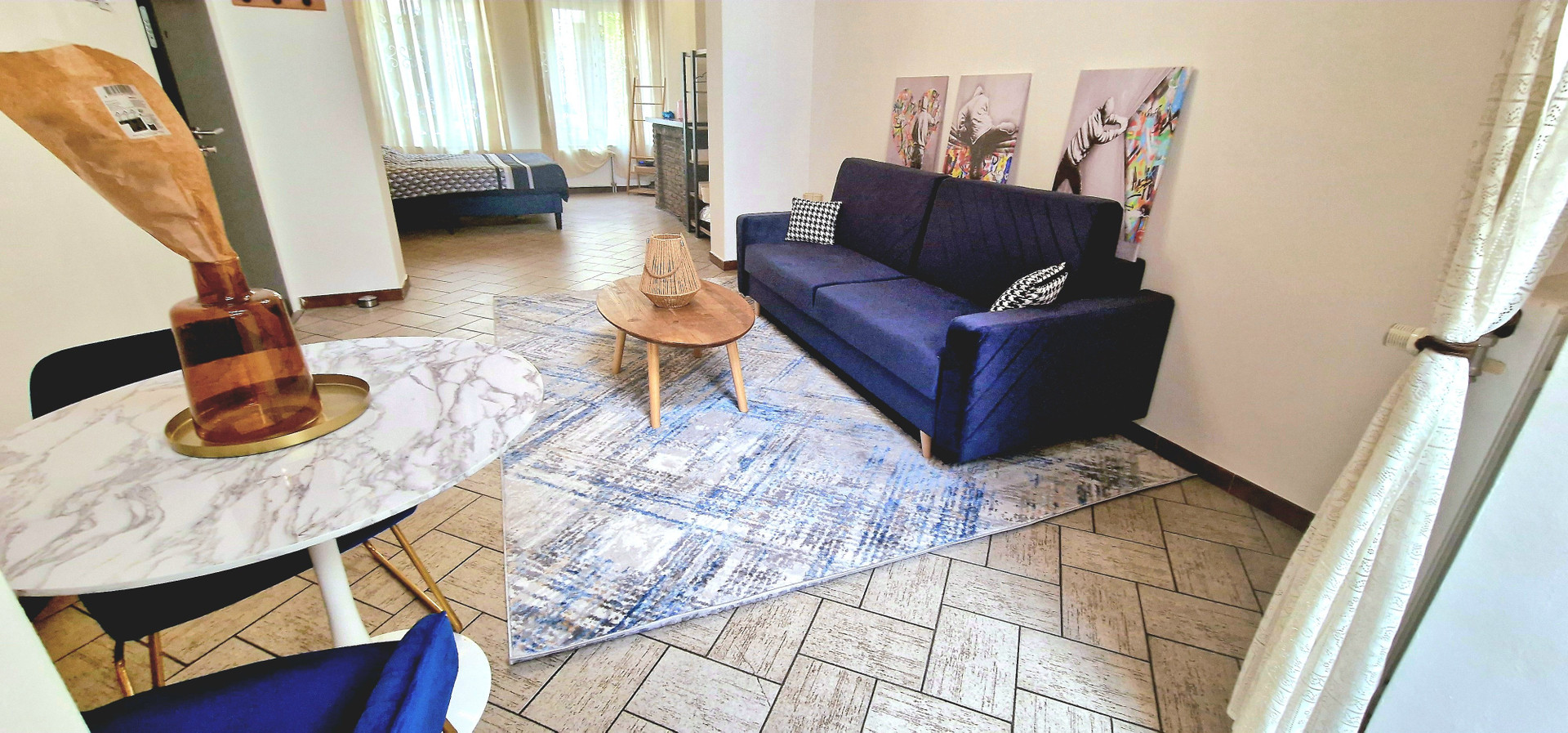 Living area with dining table