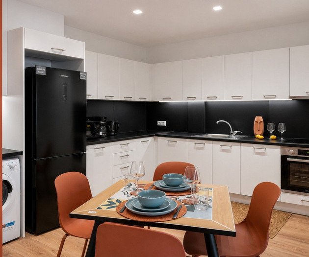 Kitchen with dining table