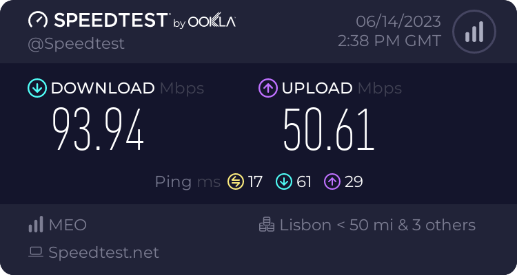 Speedtest.net result