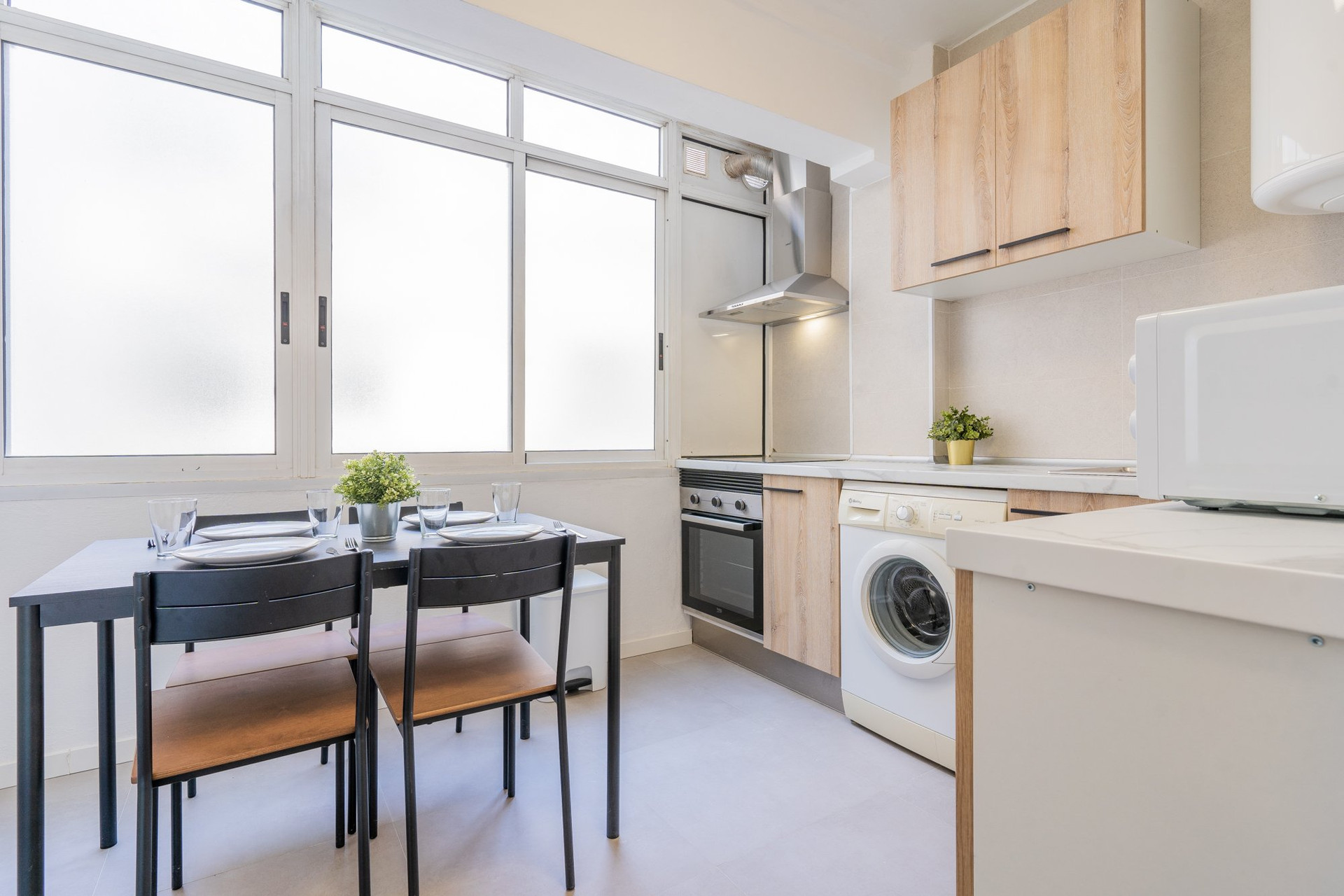 Kitchen with dining table set
