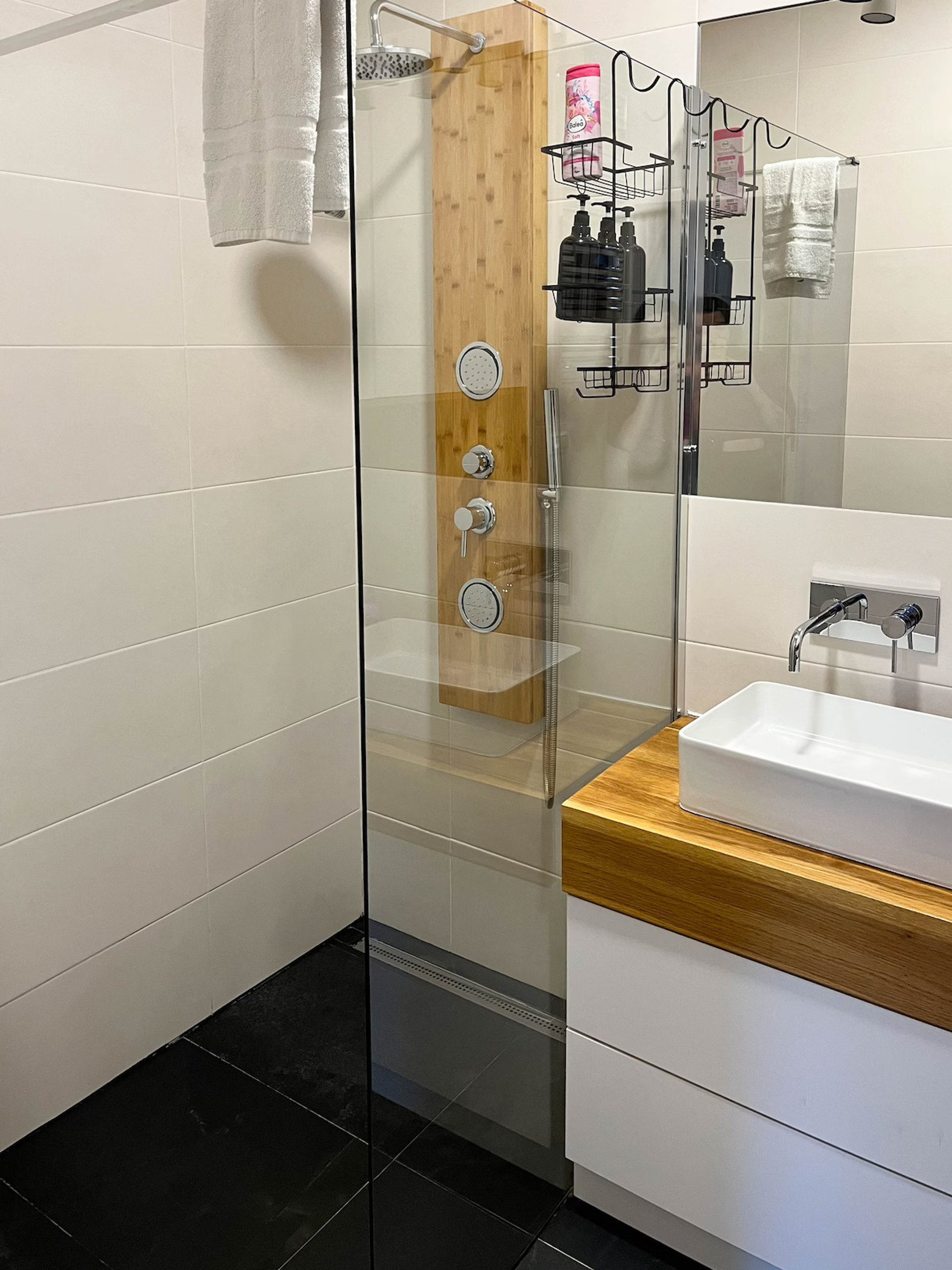 Modern bathroom with glass shower