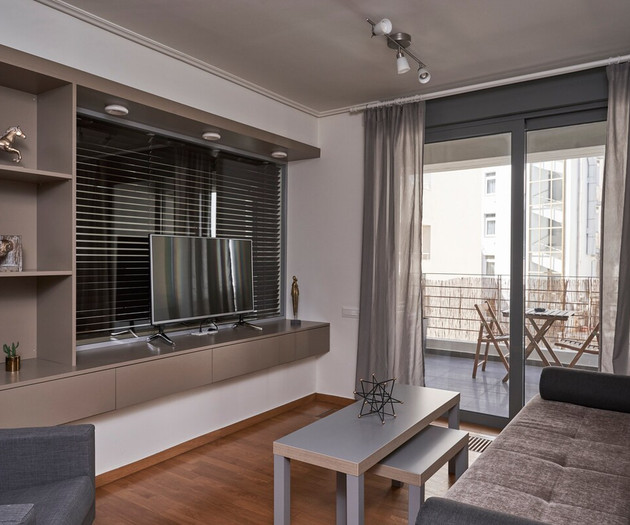 The modern living room with a smart TV
