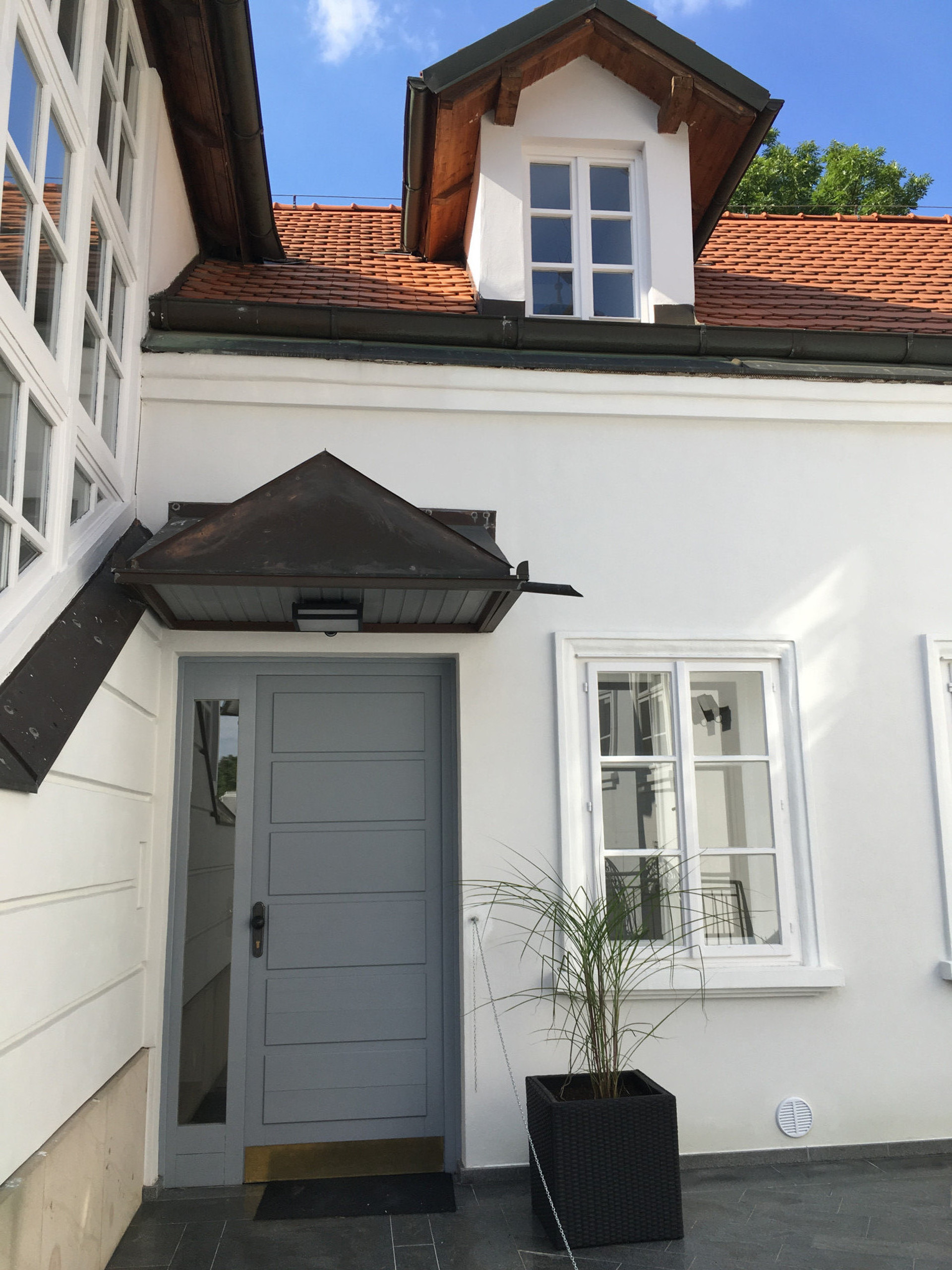 The entrance to the building