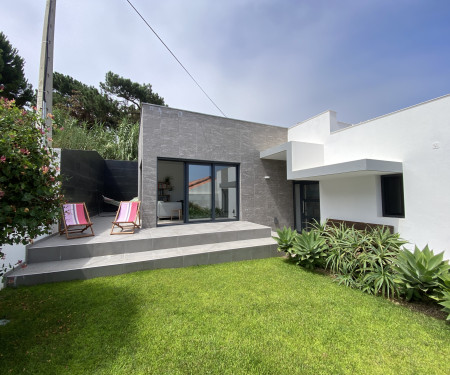 Modern home in beach side village.