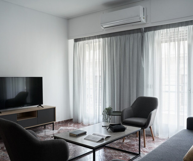 The living room with a smart TV