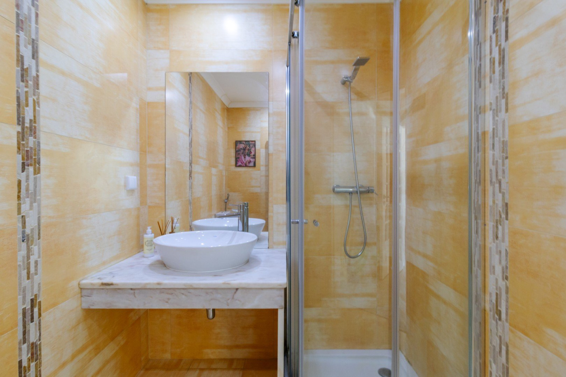 Bathroom vanity and shower