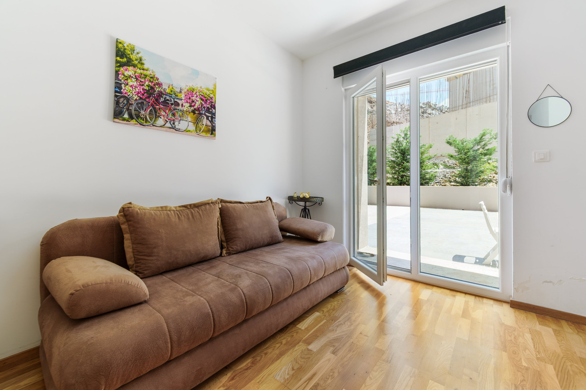 Living area sofa with terrace access