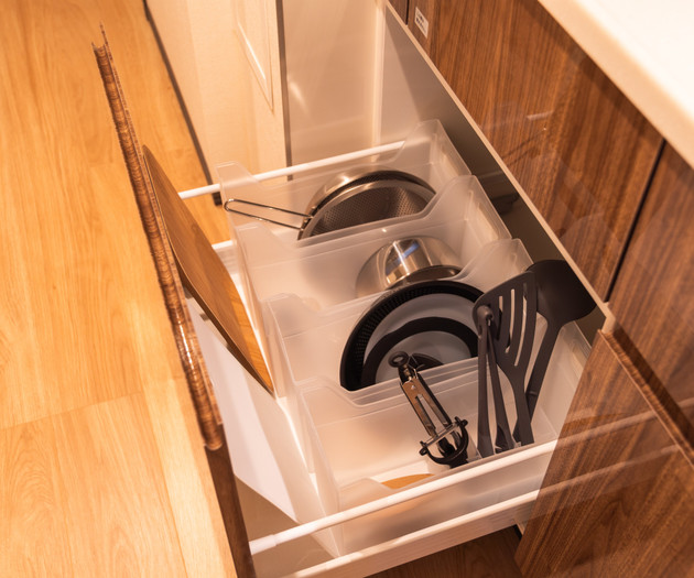 Kitchen drawer with cookware