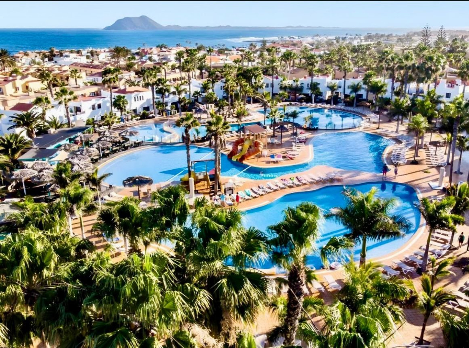 Aerial view of resort pools