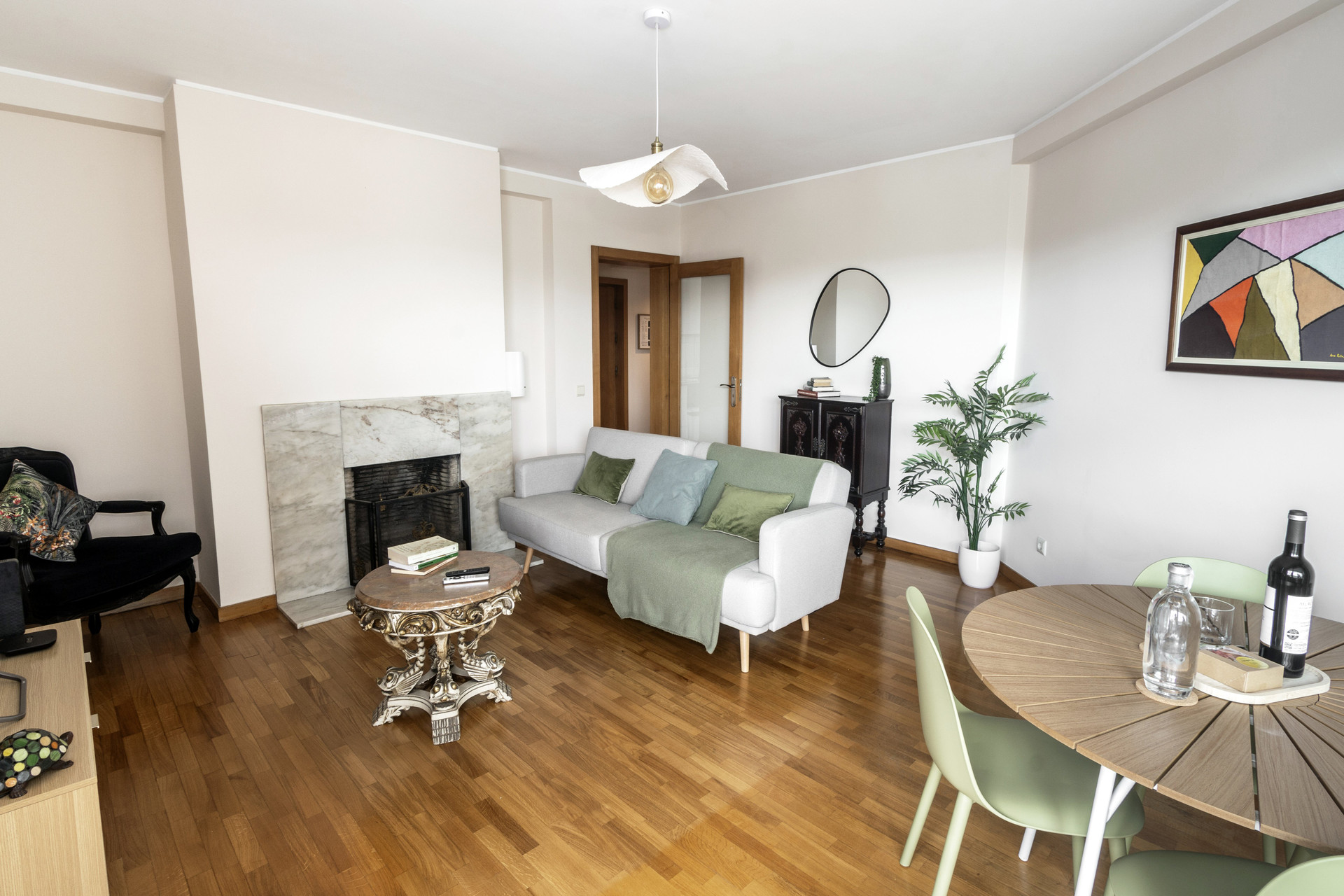 Living room with fireplace