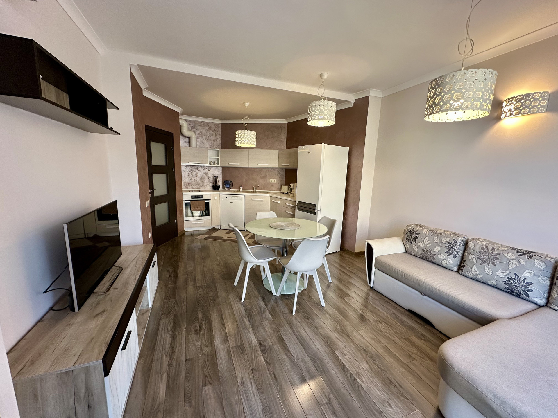 Open living room with dining area