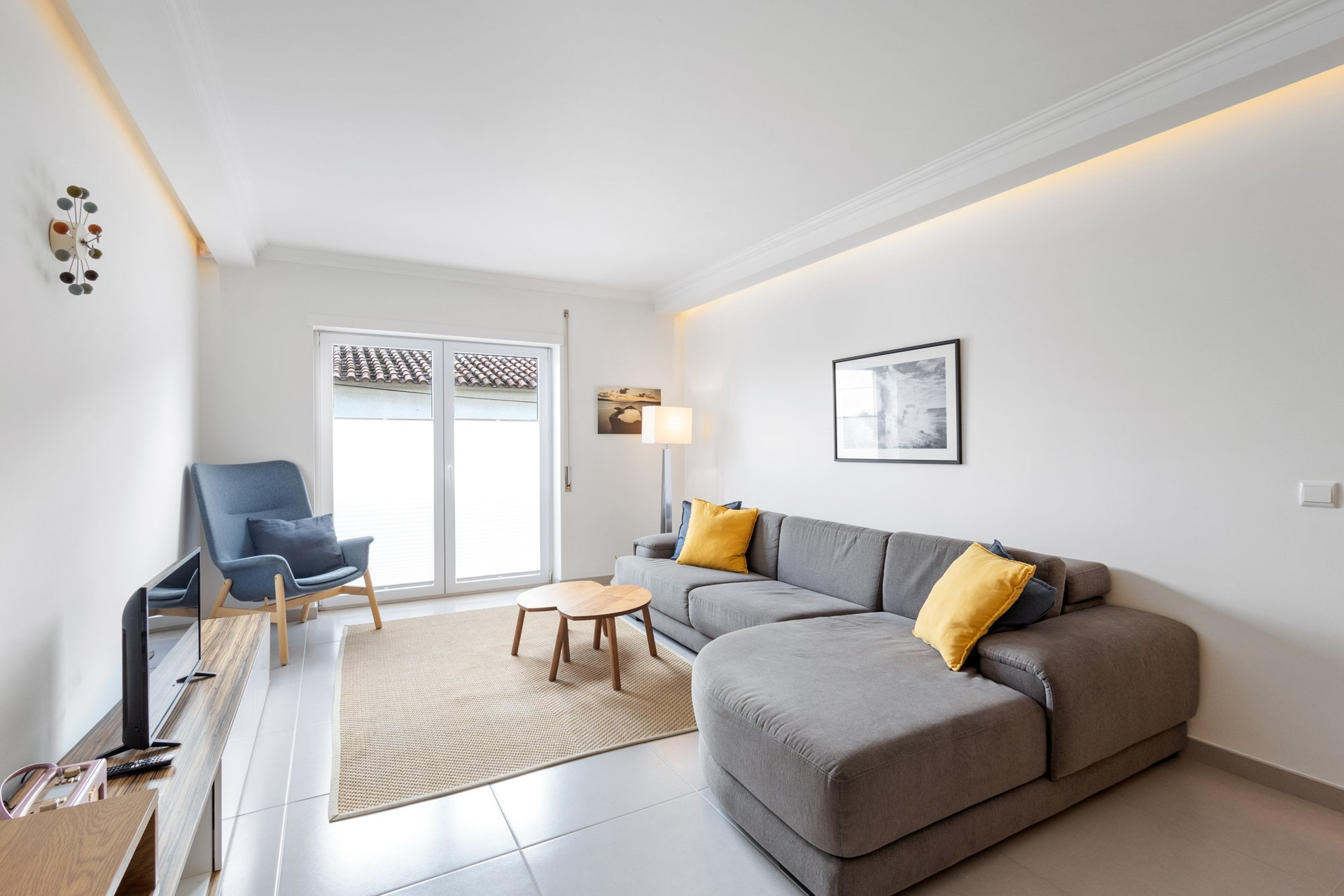Bright living room sofa armchair