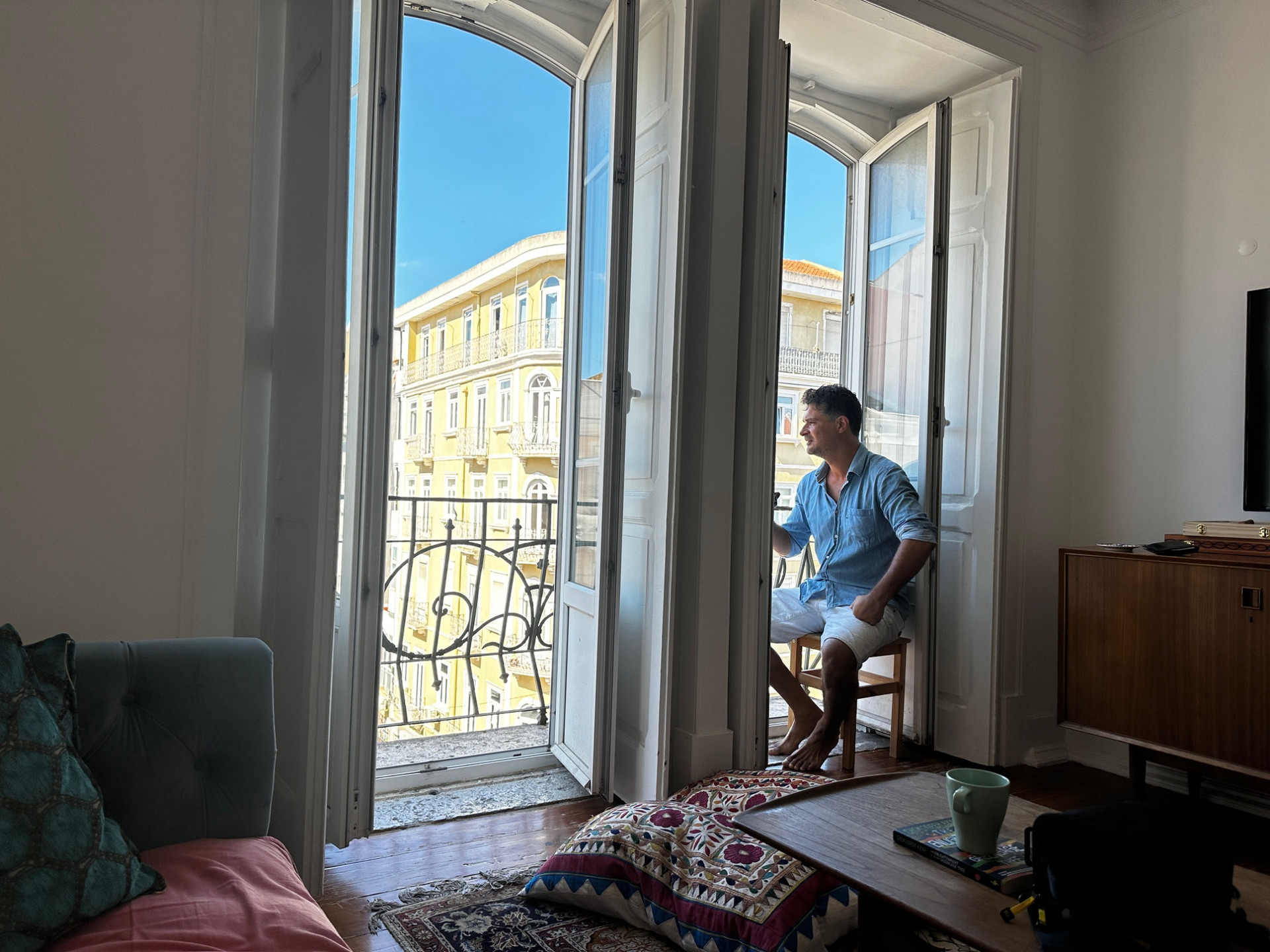 Coffee off the Juliet balcony