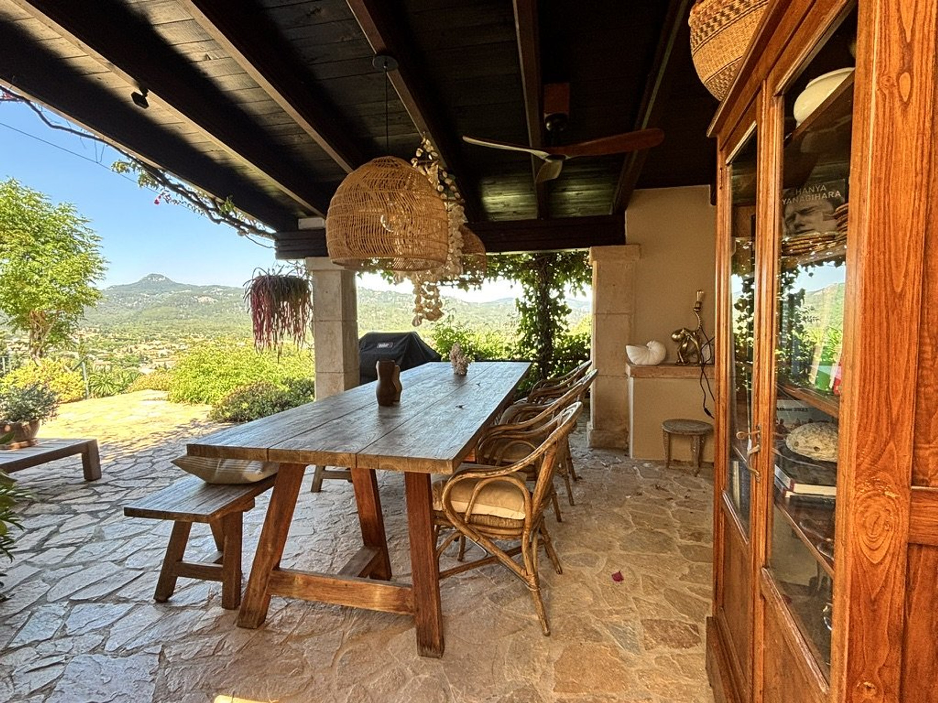 Terrace dining with panoramic mountain views