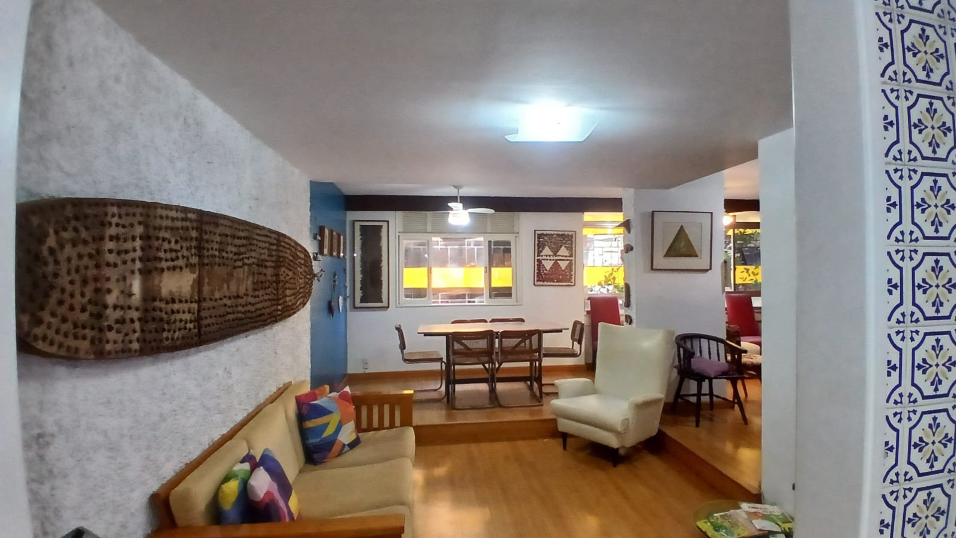 Living room to dining area view