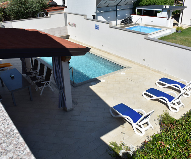 Aerial view of pool area