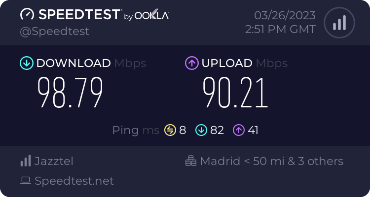 Speedtest.net result