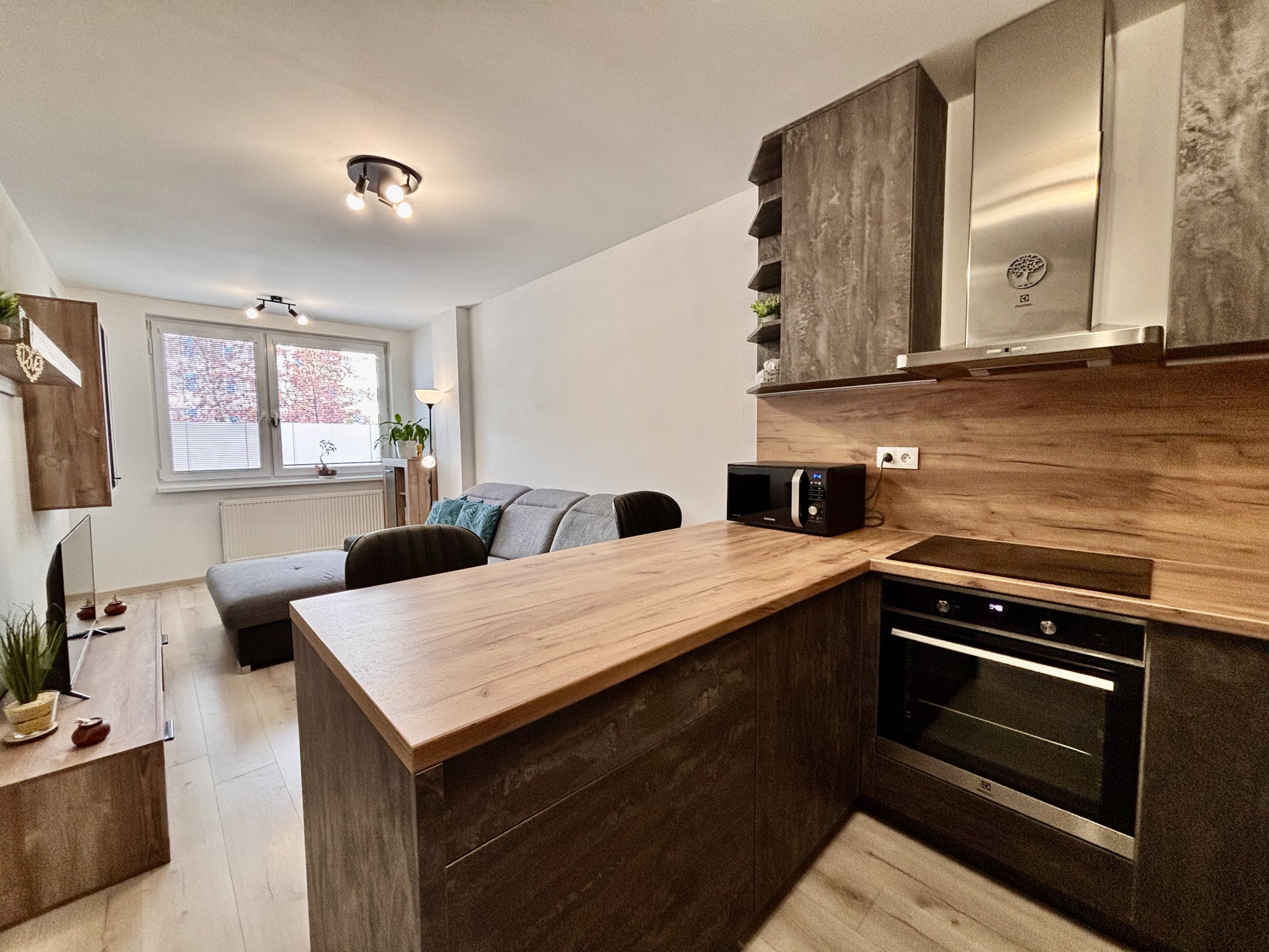 Kitchen with oven and counter