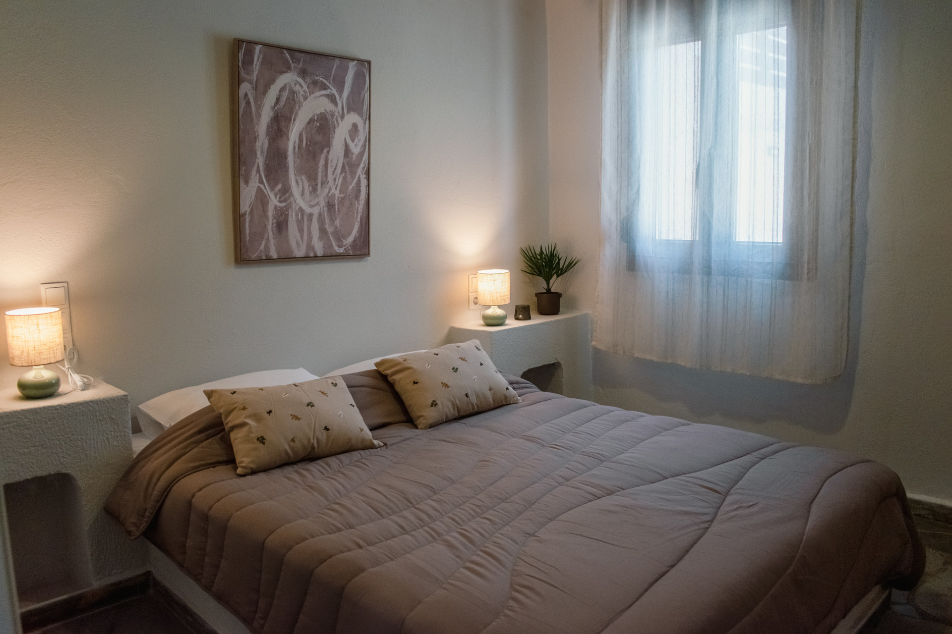 Bedroom with soft lighting