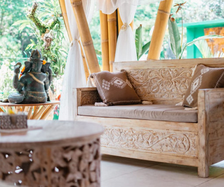 Rose honeymoon romantic luxury bamboo villa bali