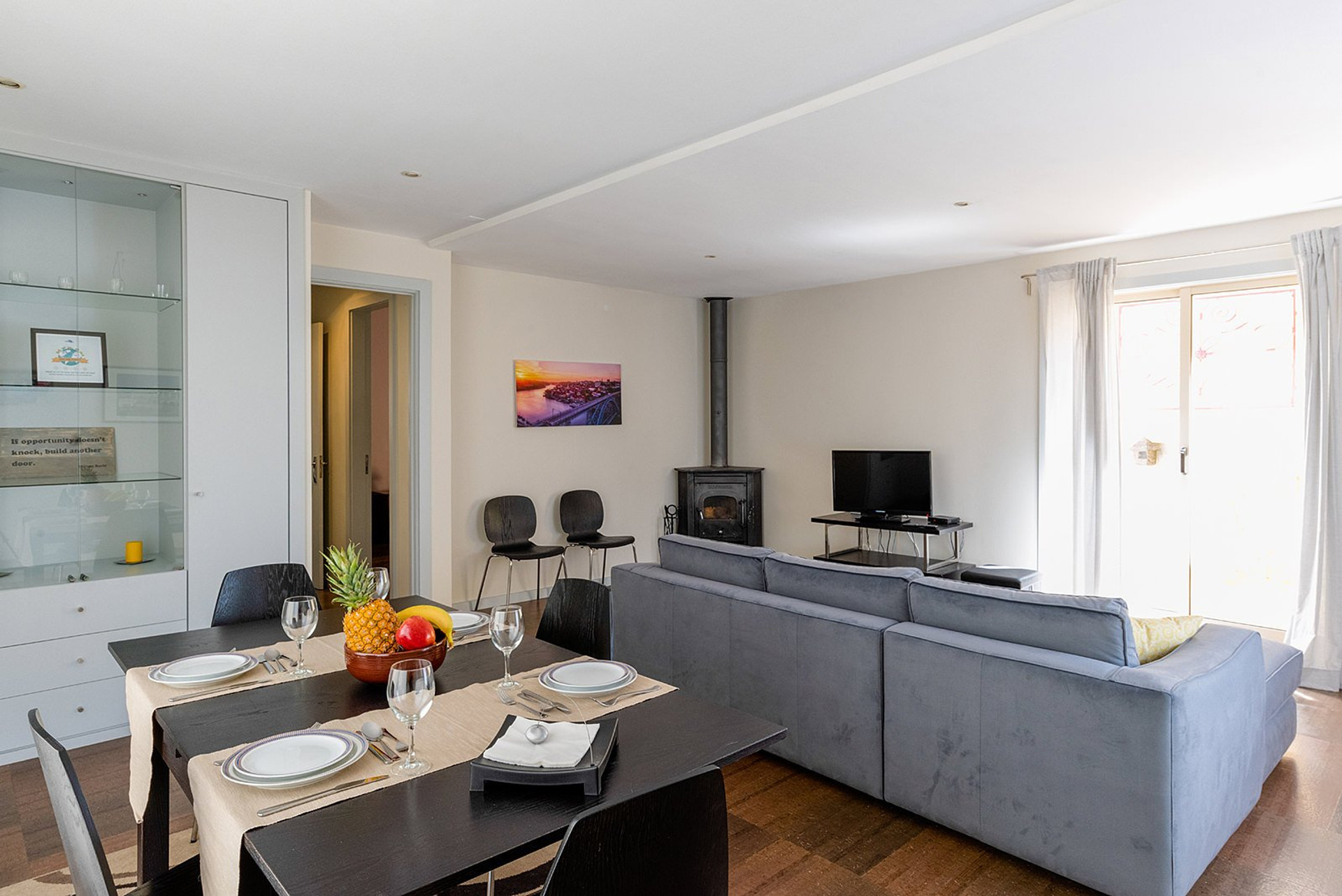 Open living and dining area