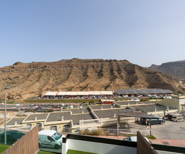 View of mountains and buildings