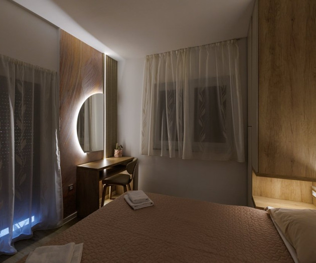 Bedroom in night lighting
