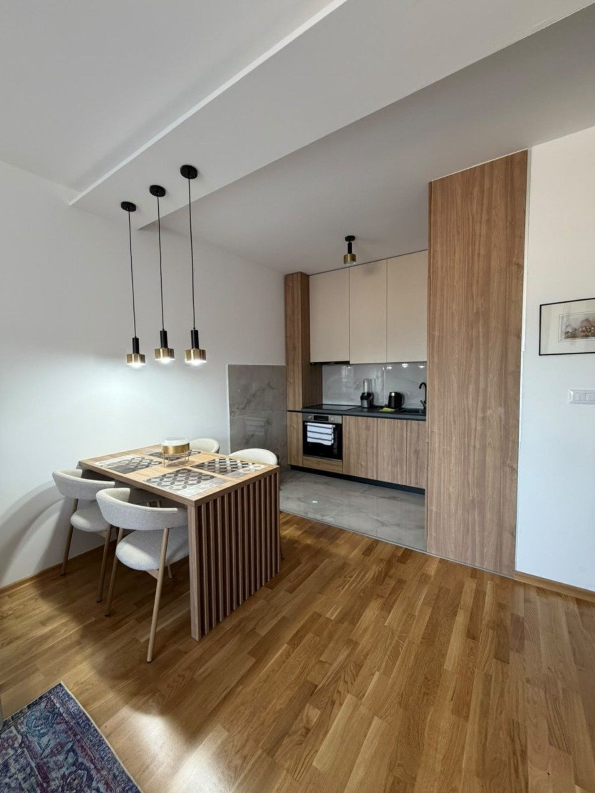 Dining area with kitchen view