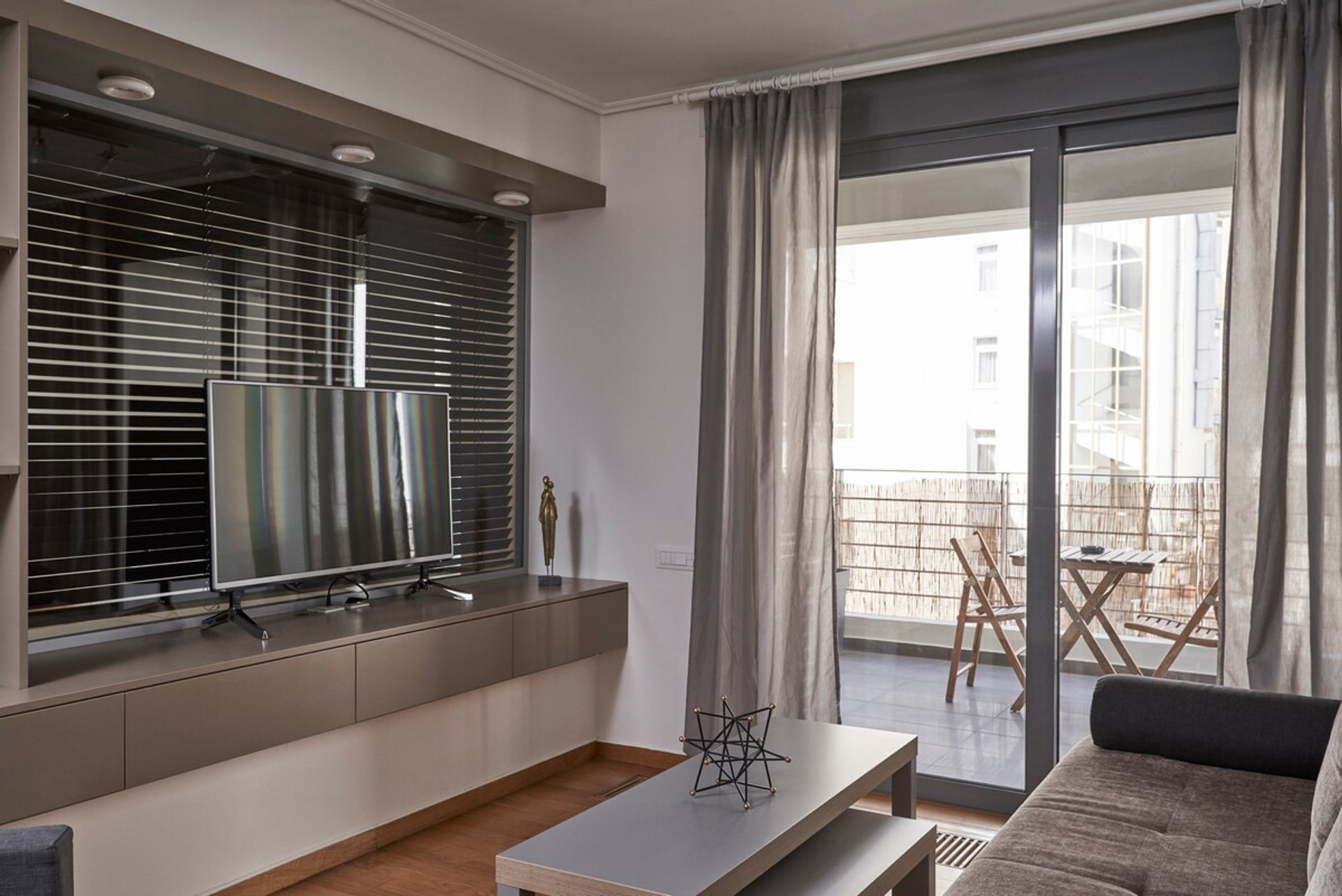 The modern living room with a balcony
