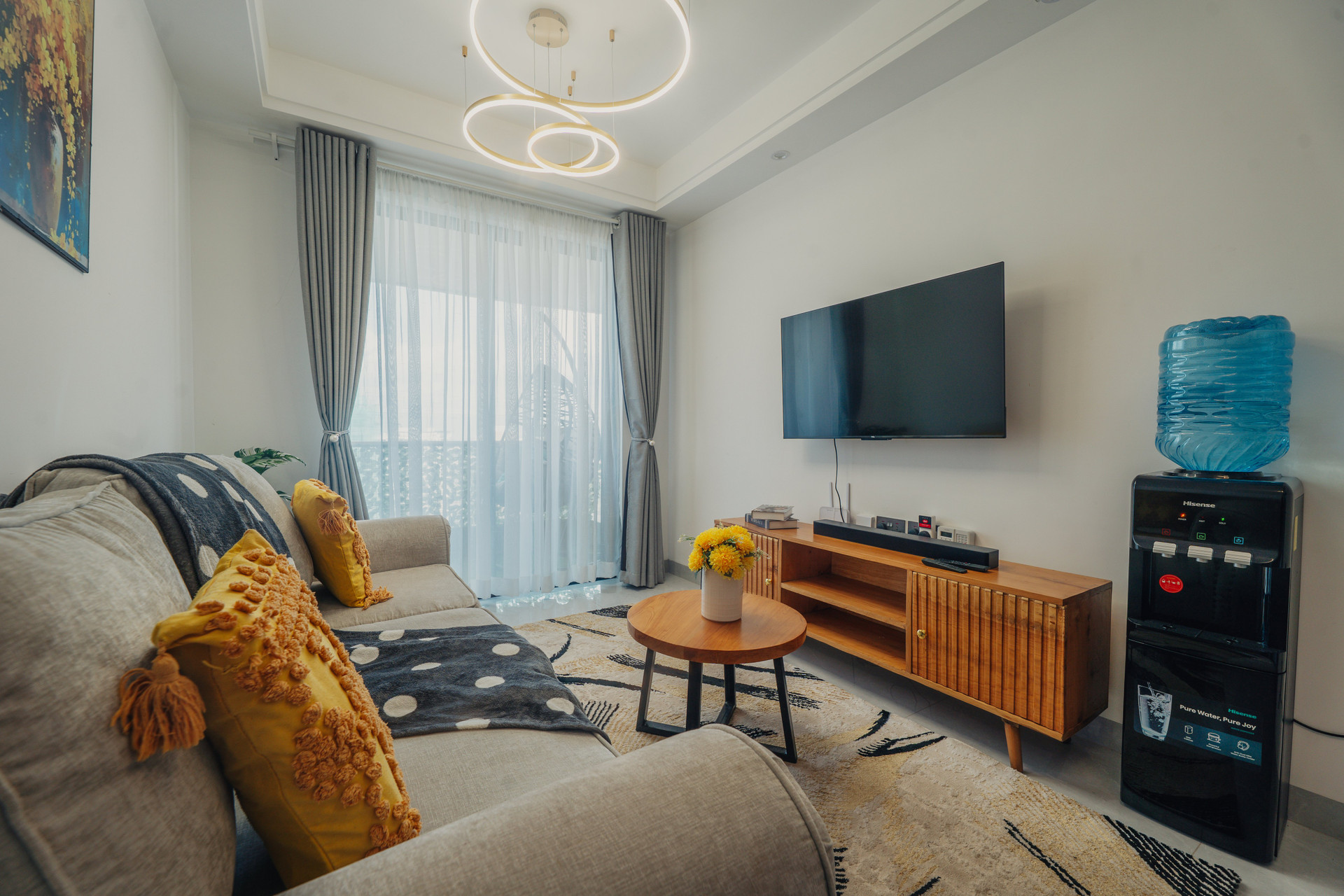 Living room alternate angle sofa TV
