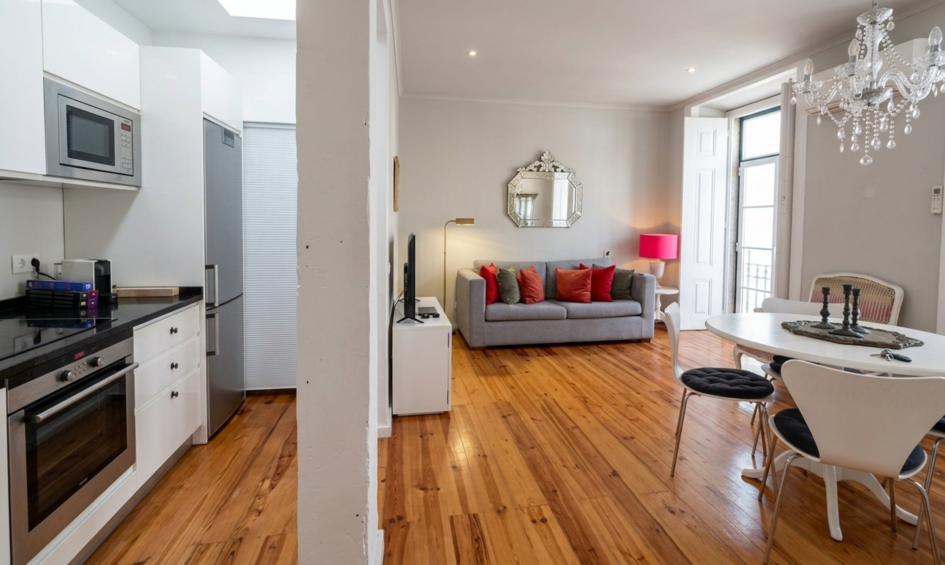 Open kitchen and living area
