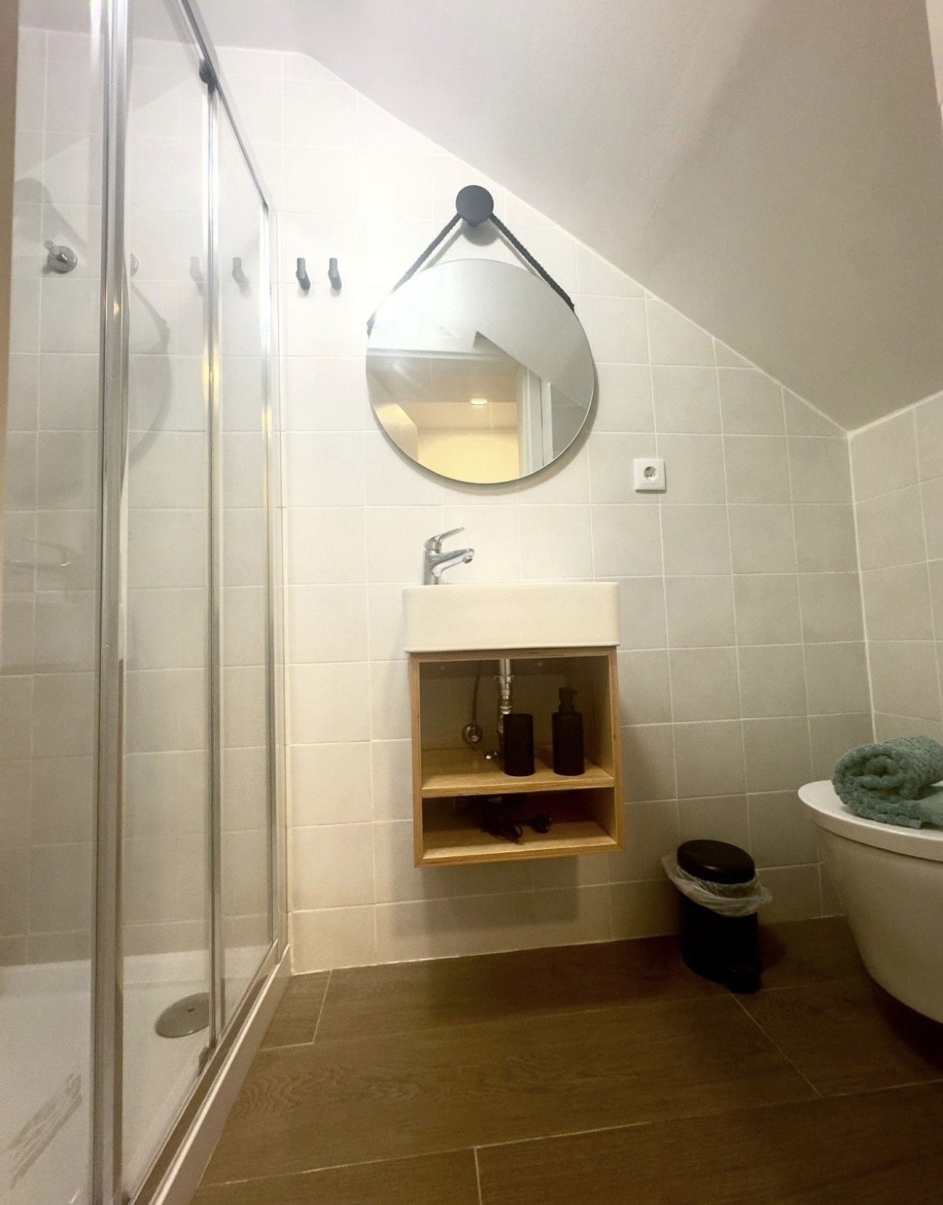 Bathroom with shower and sink