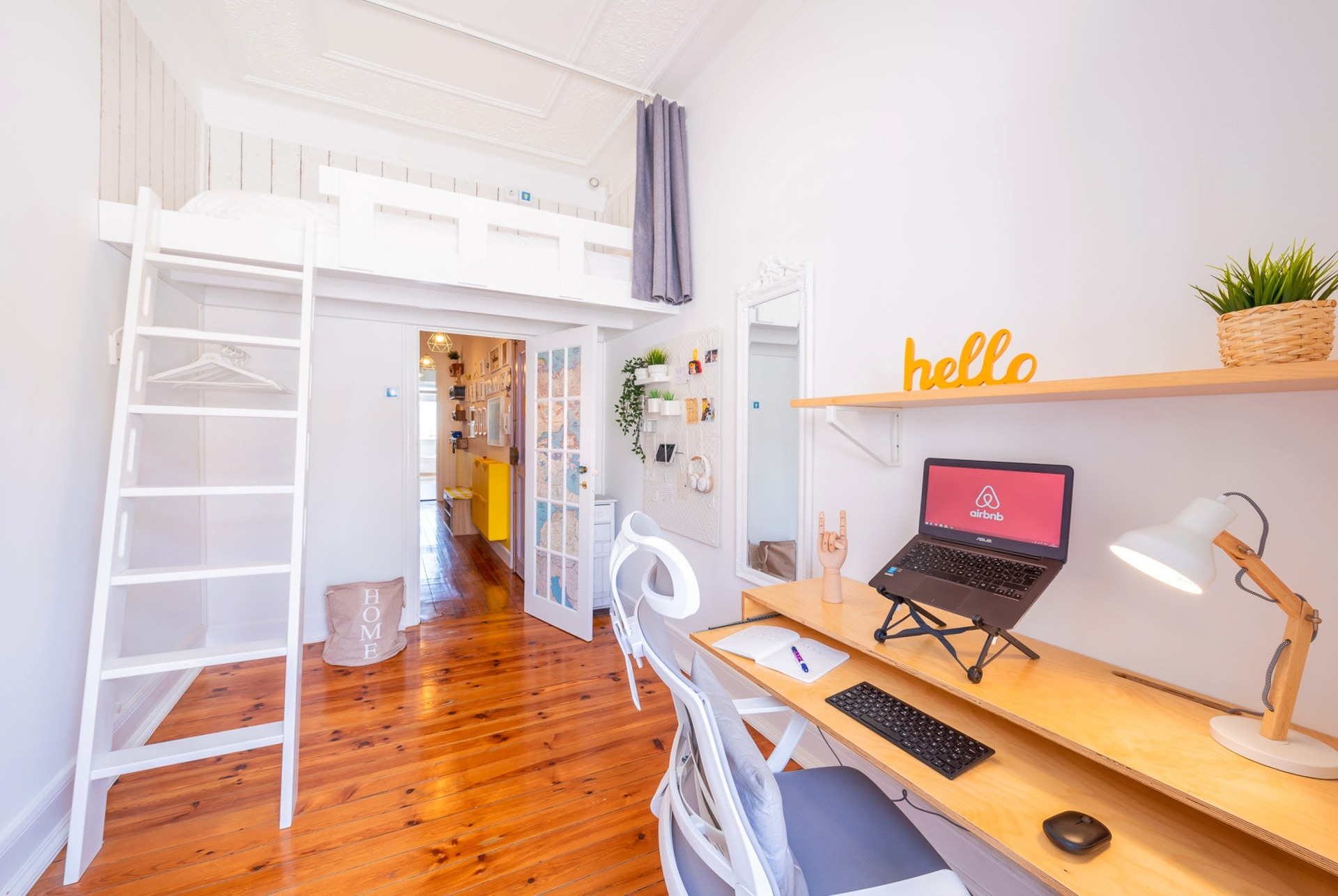 Room 3: The Office has a Desk with ergonomic chair for work and also a Single Loft Bed.
