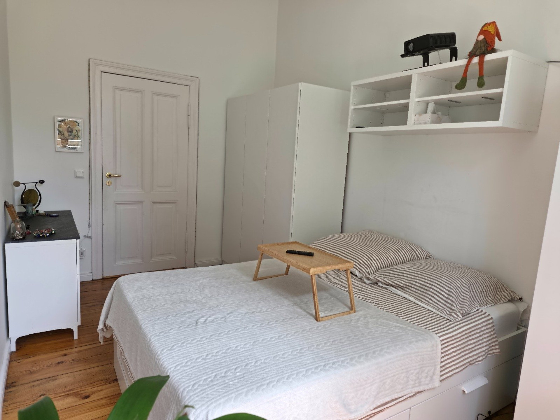 Bright bedroom with double bed
