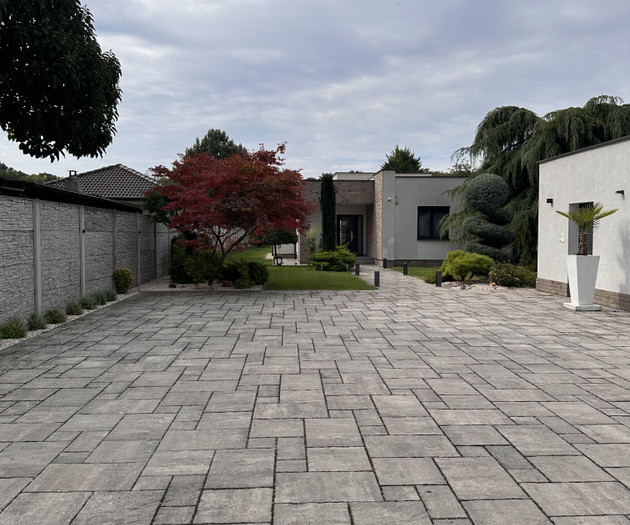 Walkway beside house exterior