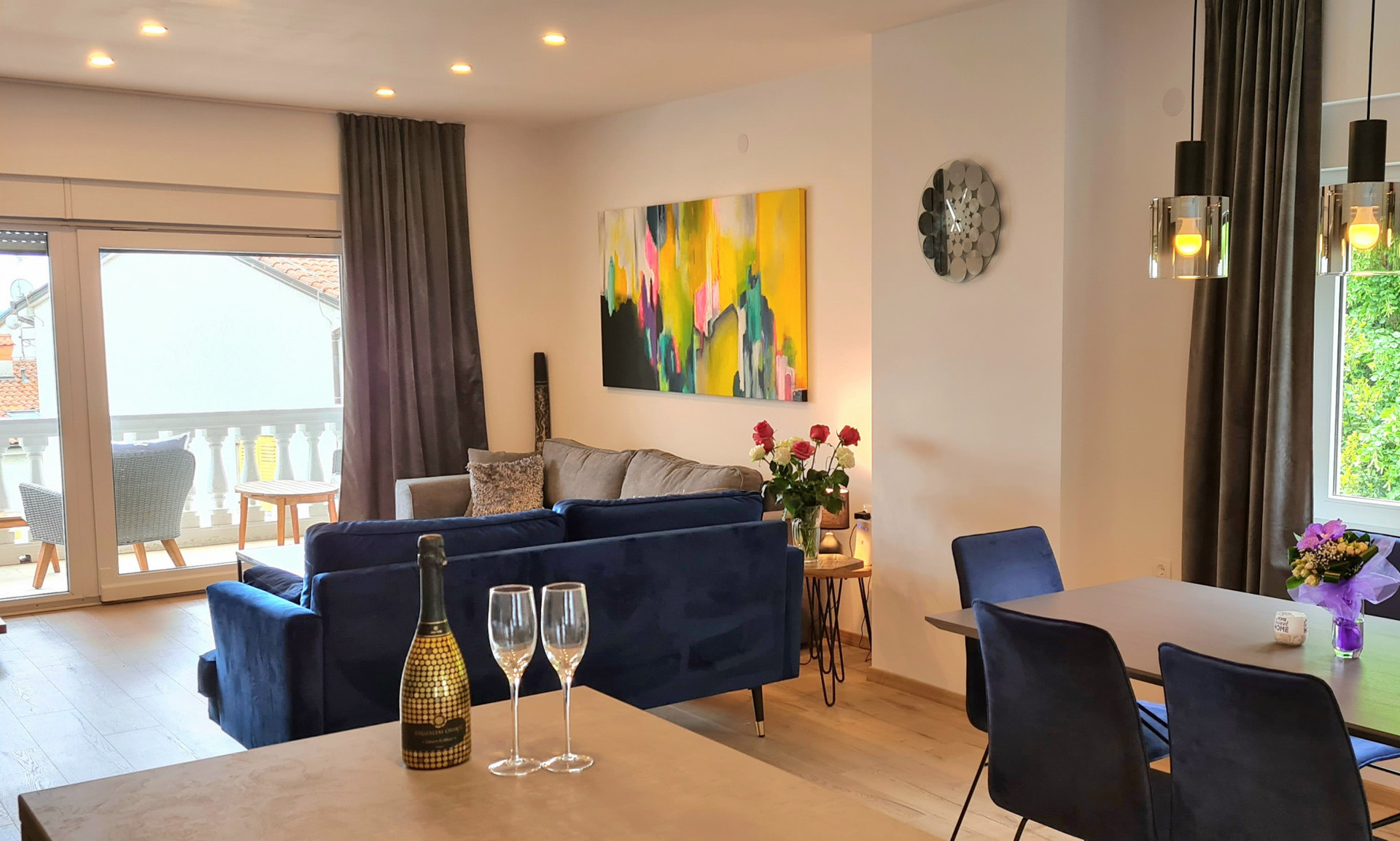 Open space living and dining area