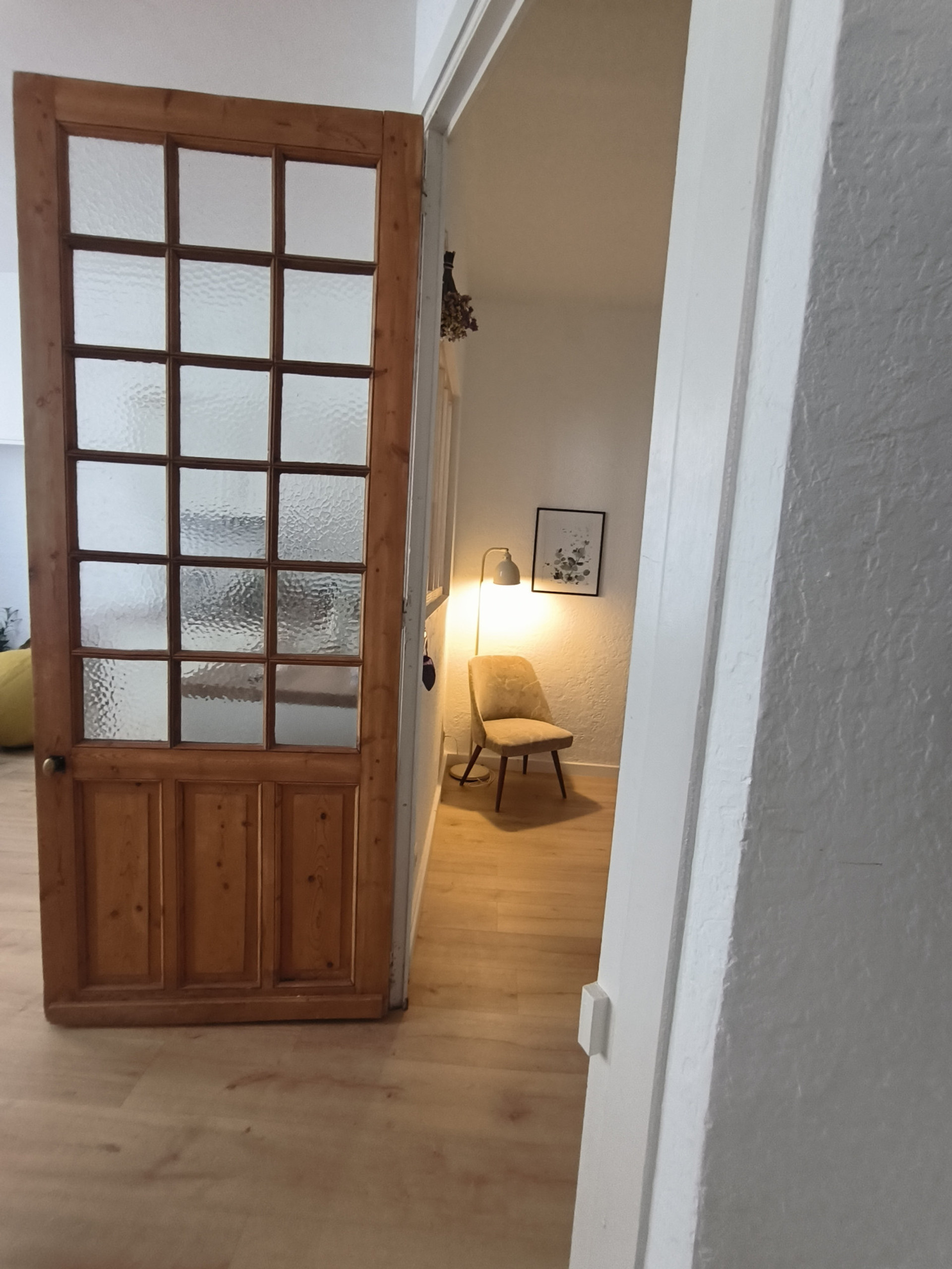 Bedroom entrance with vintage wood door